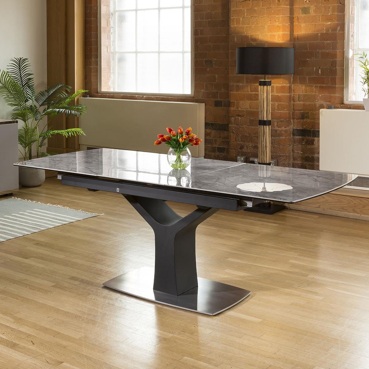 Quatropi Huge Modern Grey Ceramic Dining Table Rectangle Extends 1.6 - 2.1m