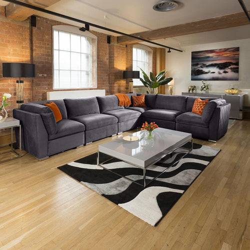 Inviting Mikey Corner Sofa Dark Grey 6 Seater L Shape Settee 15L