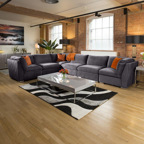 Inviting Mikey Corner Sofa Dark Grey 6 Seater L Shape Settee 15R