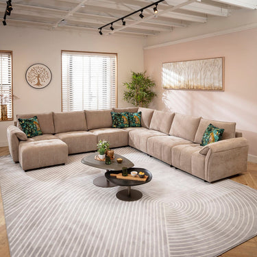 Quatropi Jasmin Large 7 Seater Modular Corner Sofa Beige 323x323cm 17
