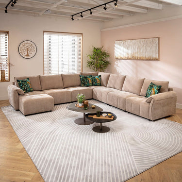 Quatropi Jasmin Large 7 Seater Modular Corner Sofa Beige 323x323cm 17
