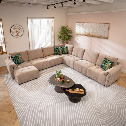 Jasmin Large 7 Seater Modular Corner Sofa Beige 323x323cm 17