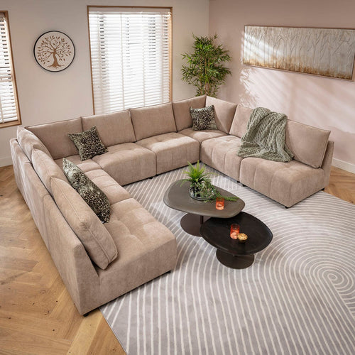Jasmin Large 8 Seater Modular U-Shape Corner Sofa Beige 320x235cm 18