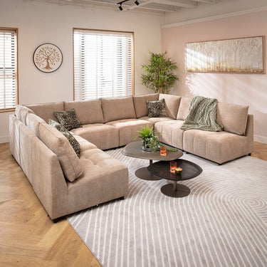 Quatropi Jasmin Large 8 Seater Modular U-Shape Corner Sofa Beige 320x235cm 18