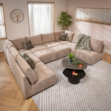 Quatropi Jasmin Large 8 Seater Modular U-Shape Corner Sofa Beige 320x235cm 18B
