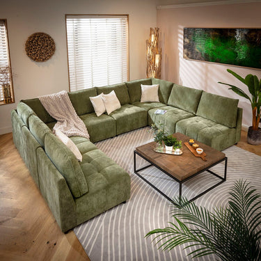 Quatropi Jasmin Large 8 Seater Modular U-Shape Corner Sofa Green 320x235cm 18