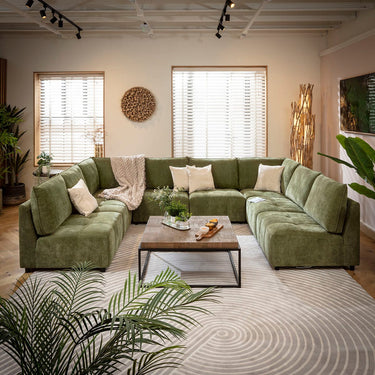 Quatropi Jasmin Large 8 Seater Modular U-Shape Corner Sofa Green 320x235cm 18