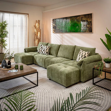 Quatropi Jasmin Large Modern 4 Seater Modular Chaise Sofa Settee Green 323x138cm 7