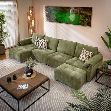 Quatropi Jasmin Large Modern 4 Seater Modular Chaise Sofa Settee Green 323x138cm 7