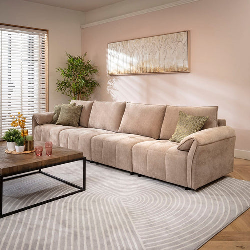 Jasmin Large Modern 4 Seater Modular Sofa Settee Beige 323x88cm 16