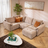 Quatropi Jasmin Modern 4 Seater Modular Corner Sofa Beige 248x173cm 5