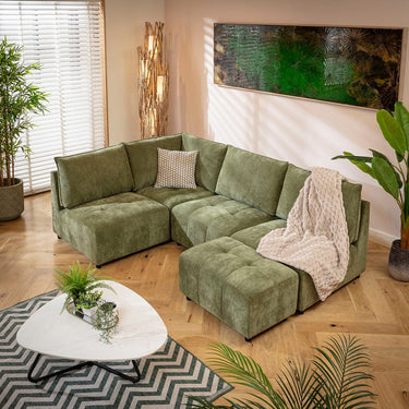 Quatropi Jasmin Modern 4 Seater Modular Corner Sofa Green 235x160cm 20