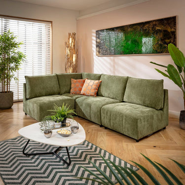 Quatropi Jasmin Modern 4 Seater Modular Corner Sofa Green 235x160cm 22