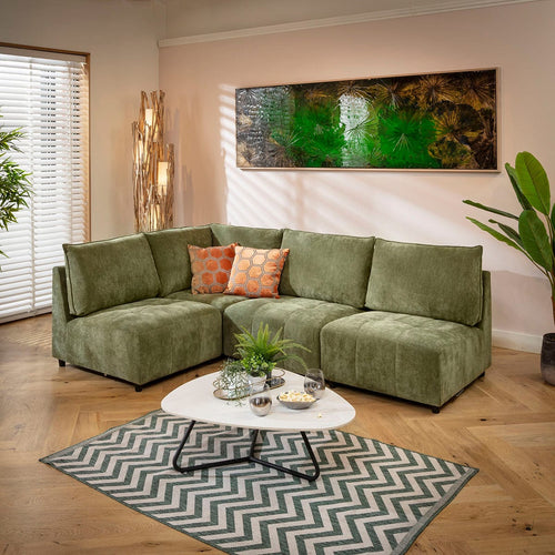 Jasmin Modern 4 Seater Modular Corner Sofa Green 235x160cm 22