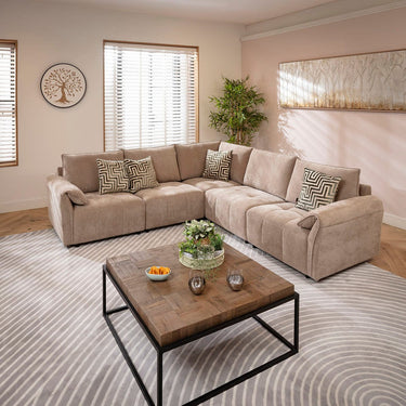 Quatropi Jasmin Modern 5 Seater Modular Corner Sofa Beige 248x248cm 14