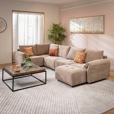 Quatropi Jasmin Modern 5 Seater Modular Corner Sofa Beige 323x173cm 8