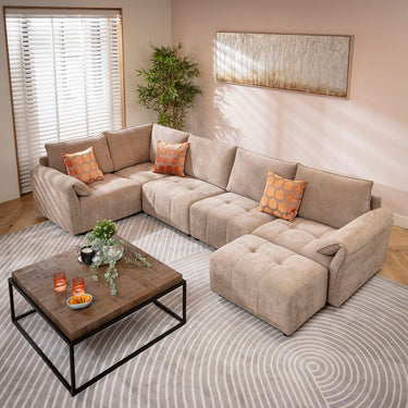 Quatropi Jasmin Modern 5 Seater Modular Corner Sofa Beige 323x173cm 8