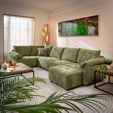 Quatropi Jasmin Modern 5 Seater Modular Corner Sofa Green 323x173cm 8