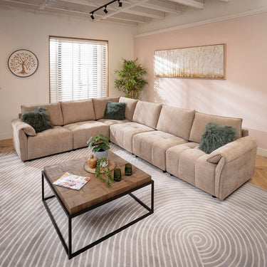 Quatropi Jasmin Modern 6 Seater Modular Corner Sofa Beige 323x248cm 15