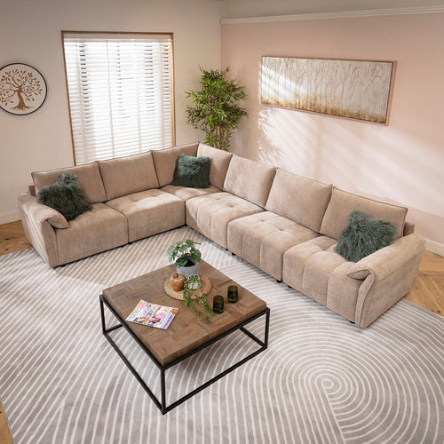 Jasmin Modern 6 Seater Modular Corner Sofa Beige 323x248cm 15