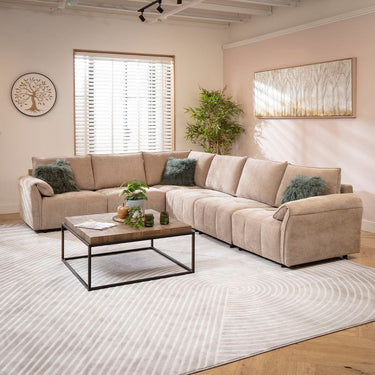 Quatropi Jasmin Modern 6 Seater Modular Corner Sofa Beige 323x248cm 15