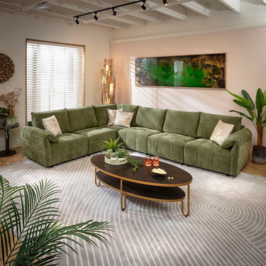 Quatropi Jasmin Modern 6 Seater Modular Corner Sofa Green 323x248cm 15