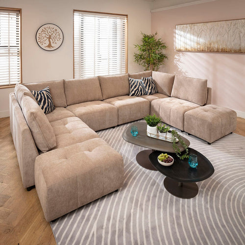 Jasmin Modern 6 Seater Modular U-Shape Chaise Sofa Beige 320x210cm 10