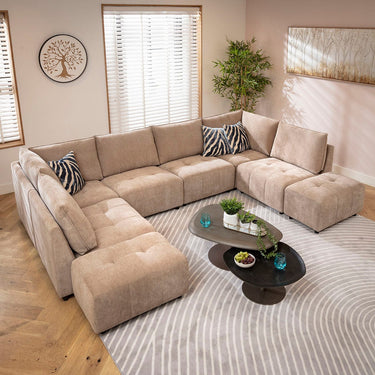 Quatropi Jasmin Modern 6 Seater Modular U-Shape Chaise Sofa Beige 320x210cm 10