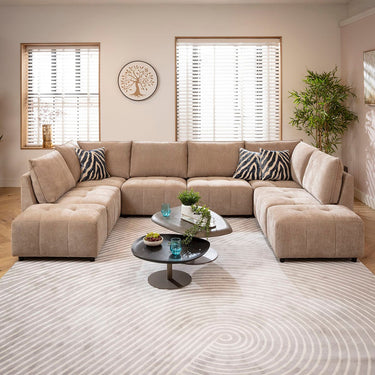Quatropi Jasmin Modern 6 Seater Modular U-Shape Chaise Sofa Beige 320x210cm 10