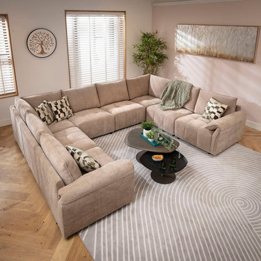 Quatropi Jasmin Modern 8 Seater Modular U-Shape Corner Sofa Beige 320x248cm 11