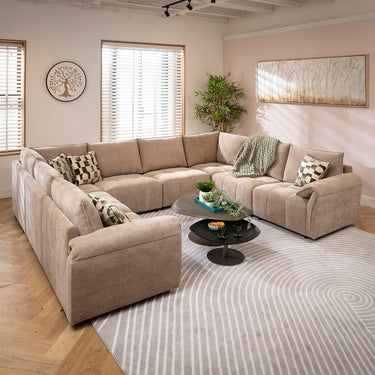 Quatropi Jasmin Modern 8 Seater Modular U-Shape Corner Sofa Beige 320x248cm 11