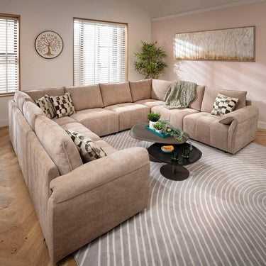 Quatropi Jasmin Modern 8 Seater Modular U-Shape Corner Sofa Beige 320x248cm 11