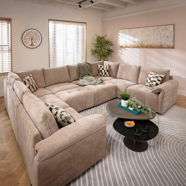 Quatropi Jasmin Modern 8 Seater Modular U-Shape Corner Sofa Beige 320x248cm 11B