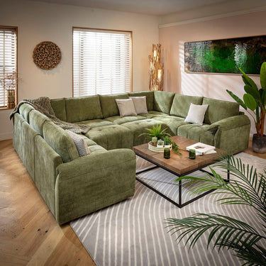 Quatropi Jasmin Modern 8 Seater Modular U-Shape Corner Sofa Green 320x248cm 11B