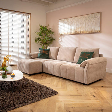 Quatropi Jasmin Small 3 Seater Modular Corner Chaise Sofa Beige 251x138cm 2