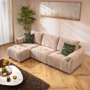 Quatropi Jasmin Small 3 Seater Modular Corner Chaise Sofa Beige 251x138cm 2