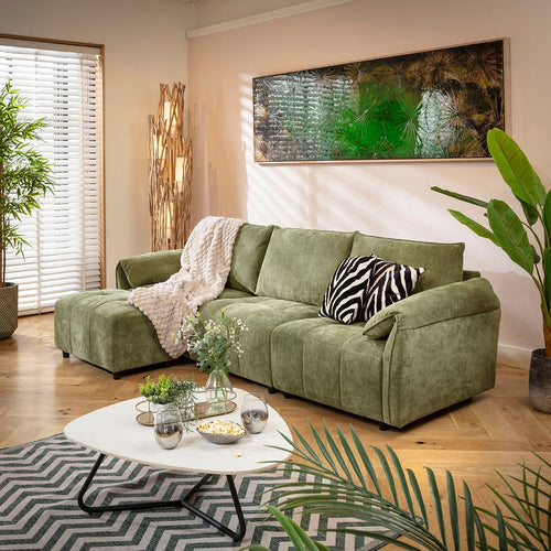 Jasmin 3 Seater Modular Corner Chaise Sofa Green 251x138cm 2