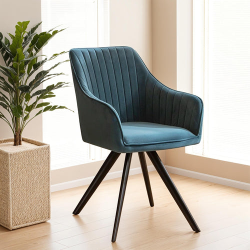 Josie Swivel Velvet Dining Chair with Arms Blue