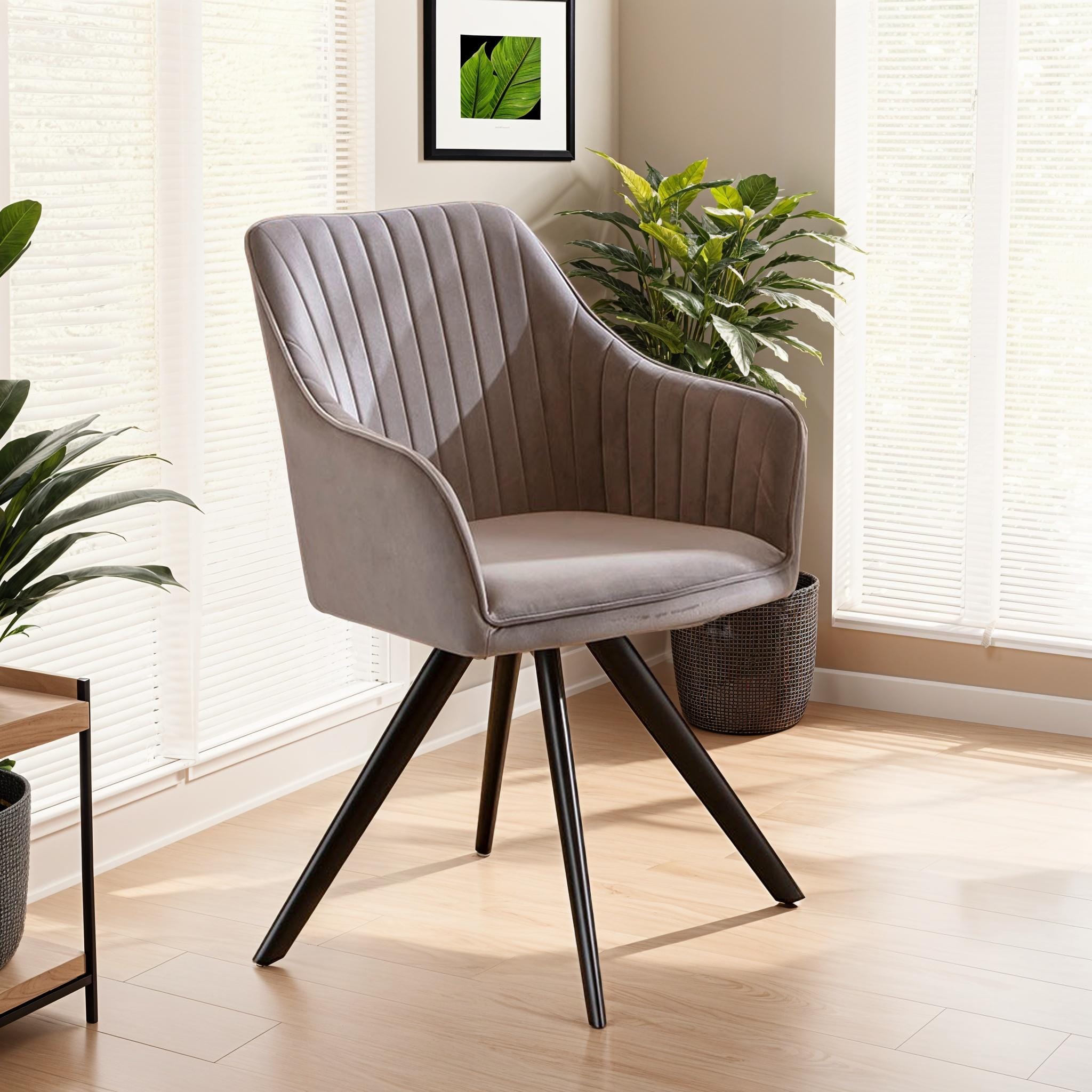 Modern Swivel Velvet Kitchen Dining Room Chair with Arms Grey – Quatropi