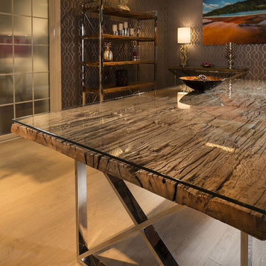 Quatropi Kensington Solid Reclaimed 8 Seat Wooden Dining Table Glass 200cm