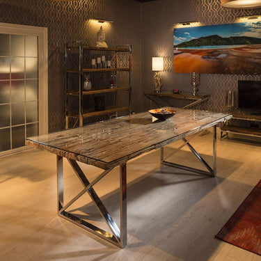 Quatropi Kensington Solid Reclaimed 8 Seat Wooden Dining Table Glass 200cm