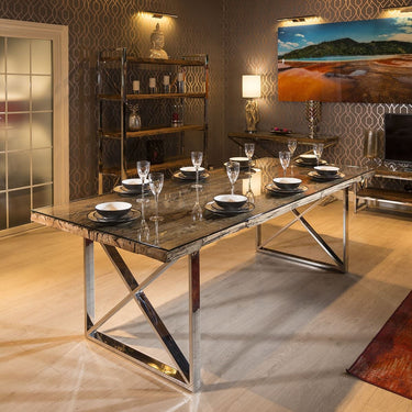 Quatropi Kensington Solid Reclaimed 8 Seat Wooden Dining Table Glass 200cm