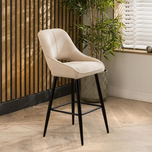 Remi Counter Height Bar Stool Chair with Back Cream