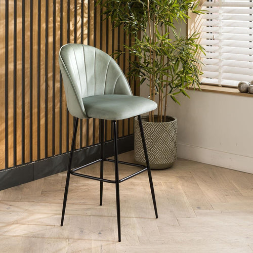 Hope Velvet Bar Stool Mint Green