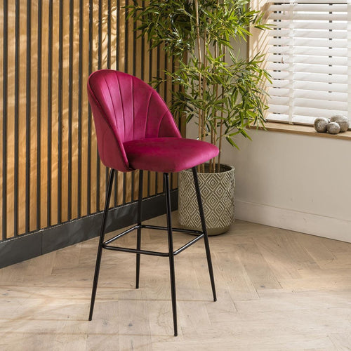 Hope Velvet Bar Stool Berry Red