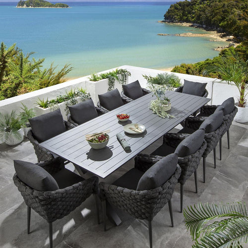Sundowner 10 Seater Outdoor Garden Dining Set Aluminium Charcoal & Grey