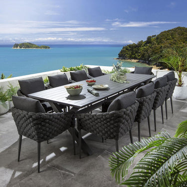 Quatropi Large 10 Seat Outdoor Garden Table and Chairs Dining Set Aluminium Grey