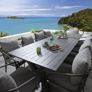 Quatropi Large 10 Seat Outdoor Garden Table and Chairs Dining Set Grey Aluminium