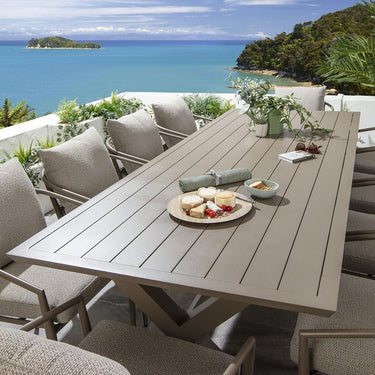 Quatropi Large 10 Seater Garden Table and Chairs Dining Set Aluminium Beige