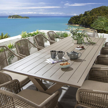 Quatropi Large 10 Seater Garden Table and Chairs Dining Set Aluminium Beige